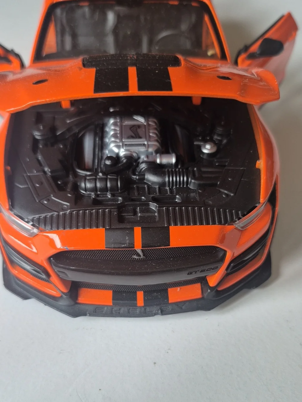 Mustang Cobra Orange & Black Die-Cast Sports Car Opening Doors GenTly Displayed